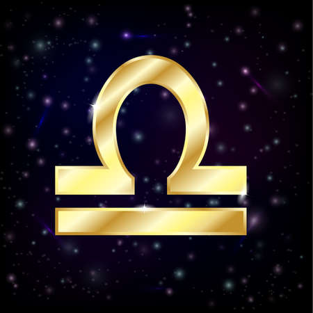 Libra Zodiac symbol on starry sky backgroundのイラスト素材