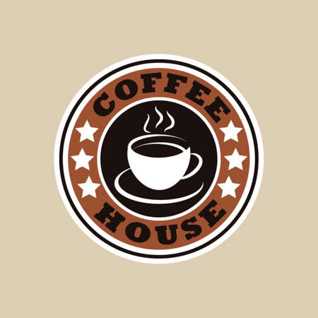 Coffee house logo in brown colors on a backgroundのイラスト素材