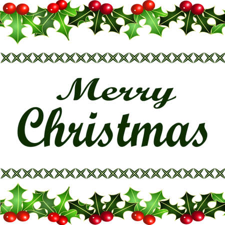 Merry Christmas background in green on white backgroundのイラスト素材