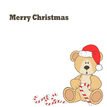 Christmas Teddy bear isolated on a white background with achristmas lolipoopのイラスト素材
