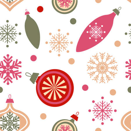 Christmas decorations. Vector set of snowflakes. New Year background seamless patternのイラスト素材