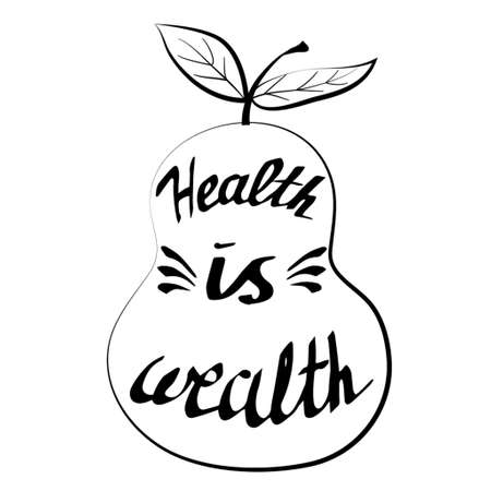 Hand drawn typography poster health is wealth in a pearのイラスト素材