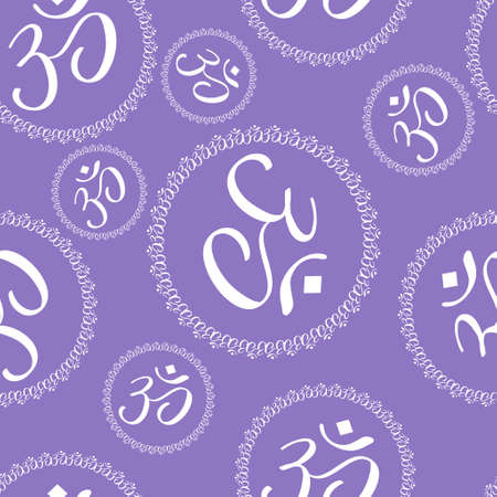Seamless pattern of  Om signs on a background