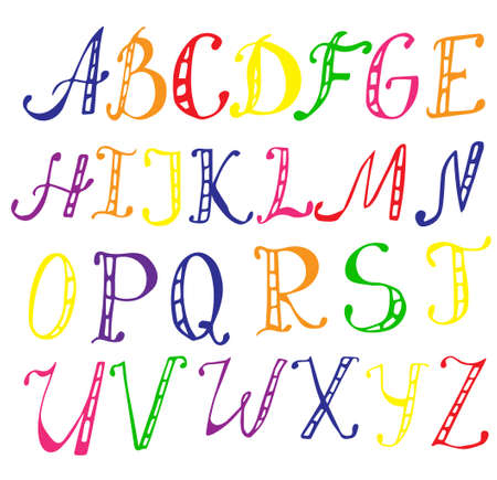 Funny Hand Drawn Condensed Comic Cartoon Font colorのイラスト素材