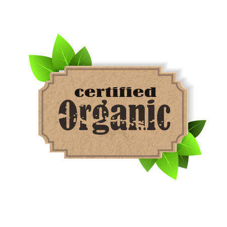 Eco Friendly Label certified organic recycling tag  on whiteのイラスト素材