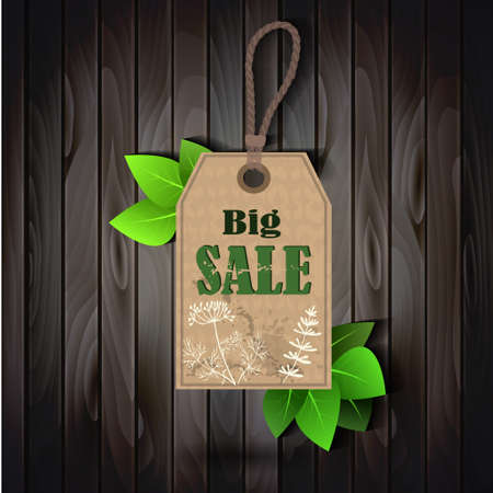 eco friendly paper template banner on wooden background Big Saleのイラスト素材