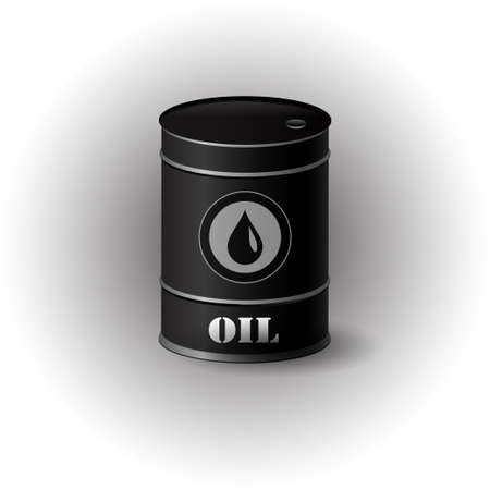Vector illustration of black metal oil barrel on white backgroundのイラスト素材