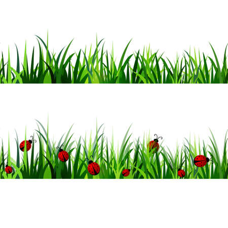 Green Grass seamless set isolated clip art vector on whiteのイラスト素材