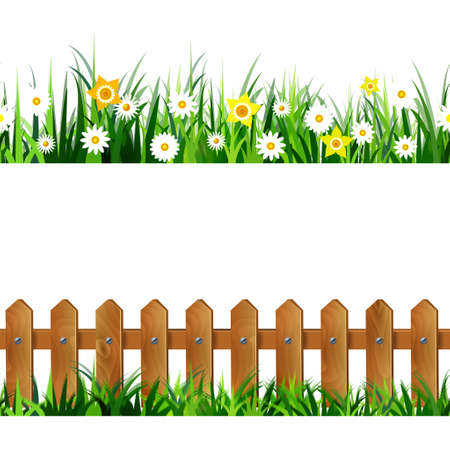 Green Grass seamless set isolated clip art vector on whiteのイラスト素材