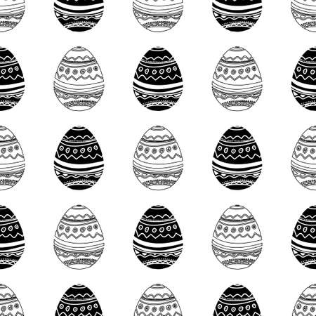Easter eggs seamless in black and whiteのイラスト素材