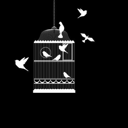 Vector illustration, of bird cage with birdsのイラスト素材