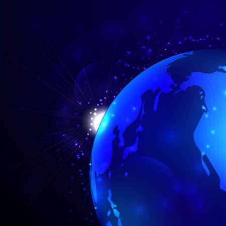 Earth Space Background on dark blueのイラスト素材