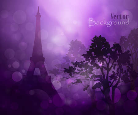 silhouette of Eiffel tower in rain bokeh backgroundのイラスト素材
