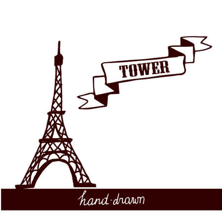 Eiffel Tower sketch on a white backgroundのイラスト素材