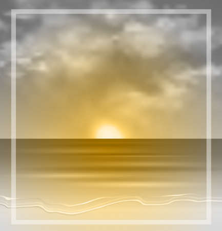 Sea sunset monochrome in yellow tints summerのイラスト素材