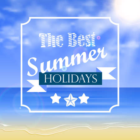 Beautiful Seaside View Poster With Typography on sea backgroundのイラスト素材