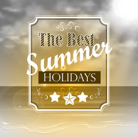 Beautiful Seaside View Poster With Typography on sea backgroundのイラスト素材