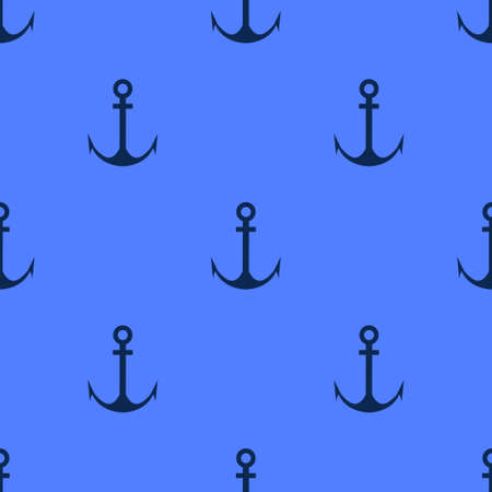 Vector anchor seamless pattern in blue color