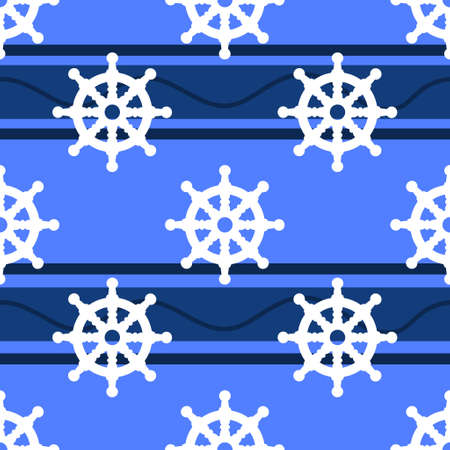 Steering Wheel seamless pattern vector illustration on blue with abstract wavesのイラスト素材