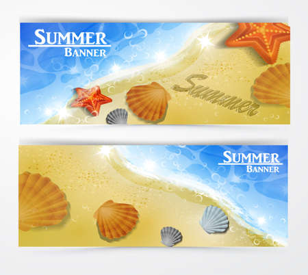 Travel and vacation banners with tropical naturesのイラスト素材