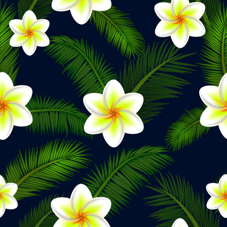 Vector Illustration of floral seamless pattern tropical with palm leavesのイラスト素材