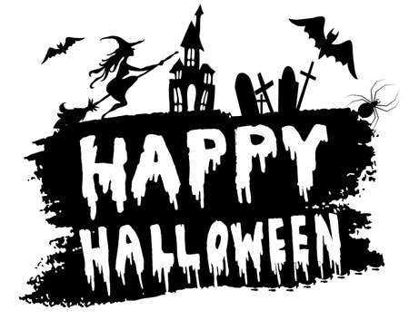 Happy Halloween Calligraphy. Halloween banner. Halloween letteringのイラスト素材