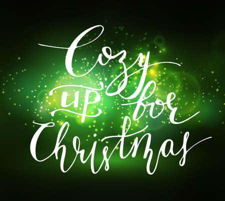 Abstract background with sparks lights and handwritten Cozy up for Christmasのイラスト素材