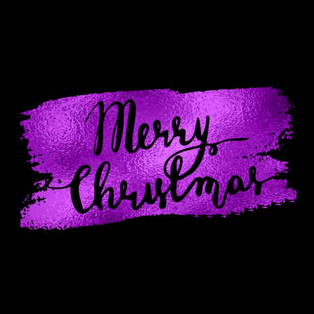 Merry Christmas on purple glittering lettering design. Vector illustrationのイラスト素材