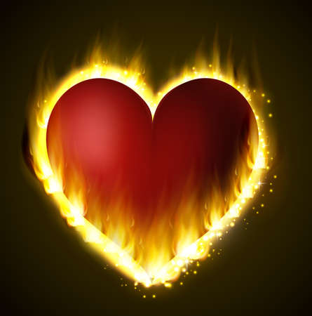 Flame heart on the darkのイラスト素材