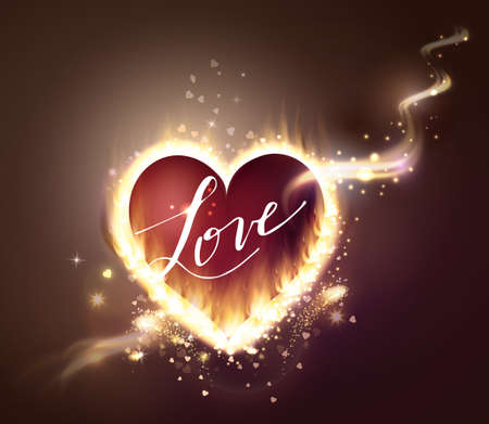 Flame heart on the darkのイラスト素材