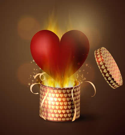 Box With Heart in retro styleのイラスト素材