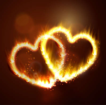 two flame hearts on the darkのイラスト素材