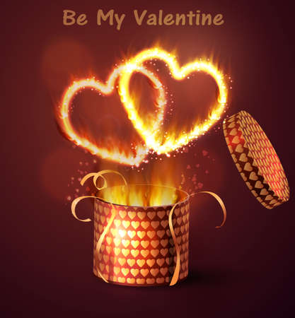 Opened gift-box with hearts.のイラスト素材