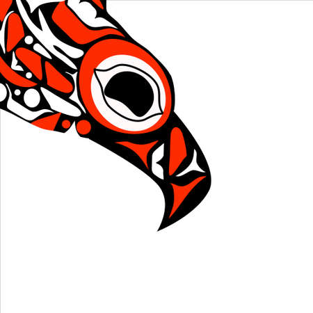 totem bird indigenous art stylizationのイラスト素材