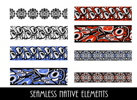 Big set abstract red background native americanのイラスト素材