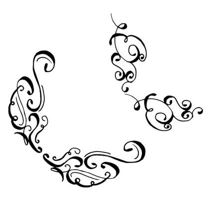 Collection of hand drawn ink curlsのイラスト素材