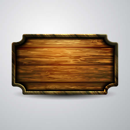 Vector realistic illustration of wooden signboardのイラスト素材