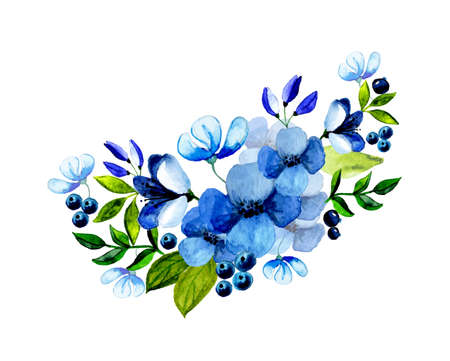 Hand painted watercolor vector floral bouquetのイラスト素材