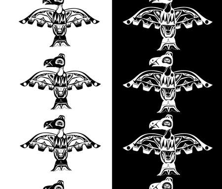 totem bird indigenous art stylizationのイラスト素材
