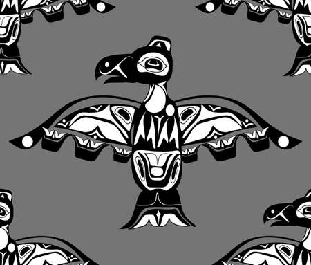 totem bird indigenous art stylizationのイラスト素材