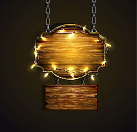 Wooden boards with lightsのイラスト素材