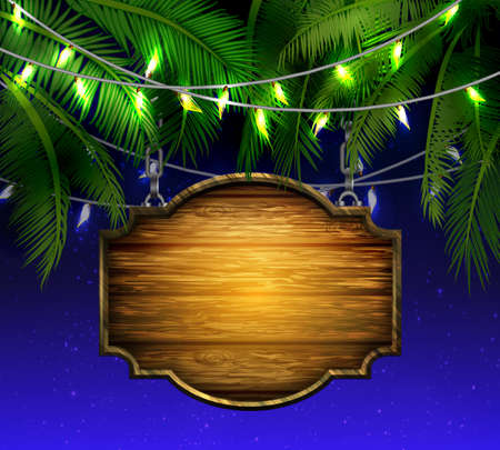 Summer wooden sign on tropical beach backgroundのイラスト素材