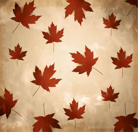 Old brown paper. Vintage paper with maple leaves background Vectorのイラスト素材
