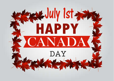 Leaf line Canada Day card.のイラスト素材