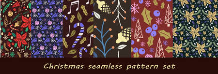 Christmas seamless pattern with fir treeのイラスト素材