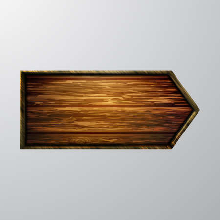 Vector realistic illustration of wooden signboard isolated on whiteのイラスト素材