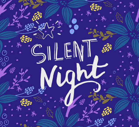 Christmas card with hand-drawn Christmas greetingsのイラスト素材