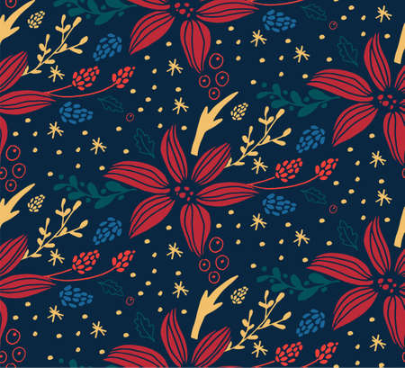Christmas seamless pattern with fir treeのイラスト素材