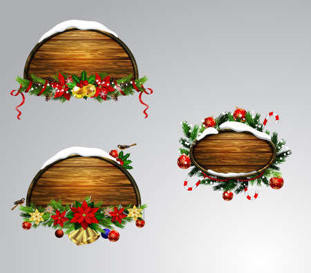Vector wooden christmas boardのイラスト素材