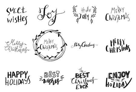 Set of Christmas lettering handwrittenのイラスト素材